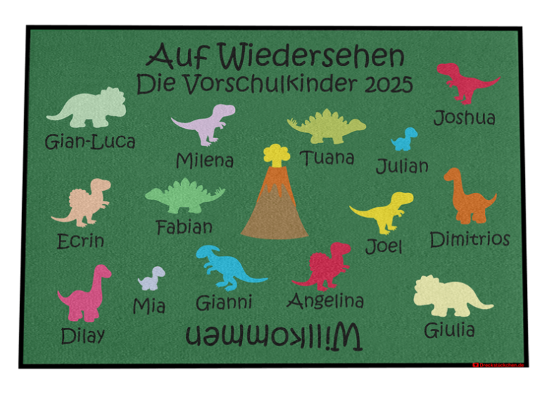 Fußmatte mit Dinosaurier, Fußmatte mit Dinos, Dinosaurierfußmatte, Dinosaurier auf Fußmatte, Kindergartenmatte, Abschiedsgeschenk Kindergarten, Kitaabschied, Kiga Abschiedsgeschenk, Abschiedsgeschenk Kindergarten Erzieherinnen, Nützliches Abschiedsgeschenk Kindergarten, Abschiedsgeschenk Kita Gruppe