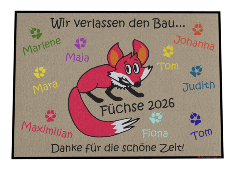 Kindergarten Abschiedsfussmatte Fuchs Entwurf N Fußmatte mit Fuchs, Fuchsfußmatte, Kindergartenmatte, Abschiedsgeschenk Kindergarten, Kitaabschied, Kiga Abschiedsgeschenk, Abschiedsgeschenk Kindergarten Erzieherinnen, Nützliches Abschiedsgeschenk Kindergarten, Abschiedsgeschenk Kita Gruppe