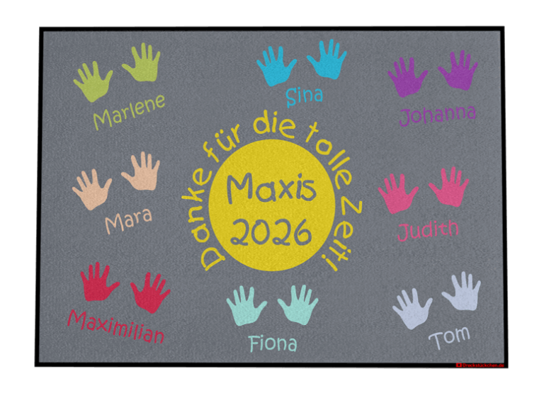 Kindergarten-Abschiedsfussmatte Maxis Kreis Entwurf D Die Maxis-Fußmatte, Handabdrücke, Kindergartenmatte, Abschiedsgeschenk Kindergarten, Kitaabschied, Kiga Abschiedsgeschenk, Abschiedsgeschenk Kindergarten Erzieherinnen, Nützliches Abschiedsgeschenk Kindergarten, Abschiedsgeschenk Kita Gruppe