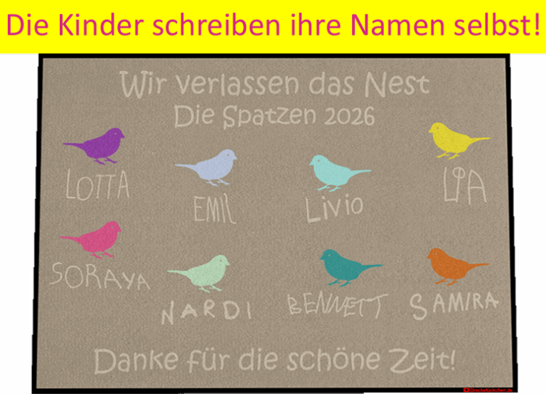 Kindergarten Abschiedsfussmatte Spatzen Entwurf S Die Kinder schreiben Namen selbst Spatzenfußmatte, Fußmatte mit Spatzen, Kindergartenmatte, Abschiedsgeschenk Kindergarten, Kitaabschied, Kiga Abschiedsgeschenk, Abschiedsgeschenk Kindergarten Erzieherinnen, Nützliches Abschiedsgeschenk Kindergarten, Abschiedsgeschenk Kita Gruppe