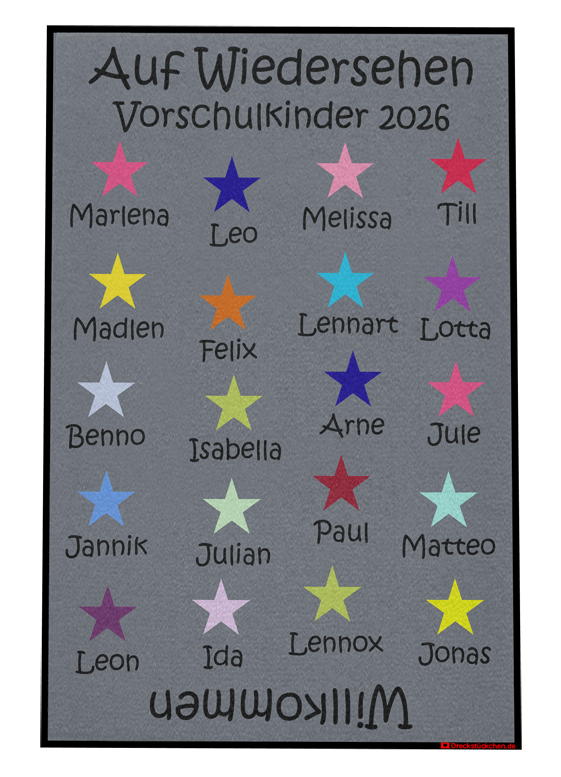 Kindergarten Abschiedsfussmatte Sterne Entwurf J Fußmatte mit Sternen, Sternefußmatte, Kindergartenmatte, Abschiedsgeschenk Kindergarten, Kitaabschied, Kiga Abschiedsgeschenk, Abschiedsgeschenk Kindergarten Erzieherinnen, Nützliches Abschiedsgeschenk Kindergarten, Abschiedsgeschenk Kita Gruppe